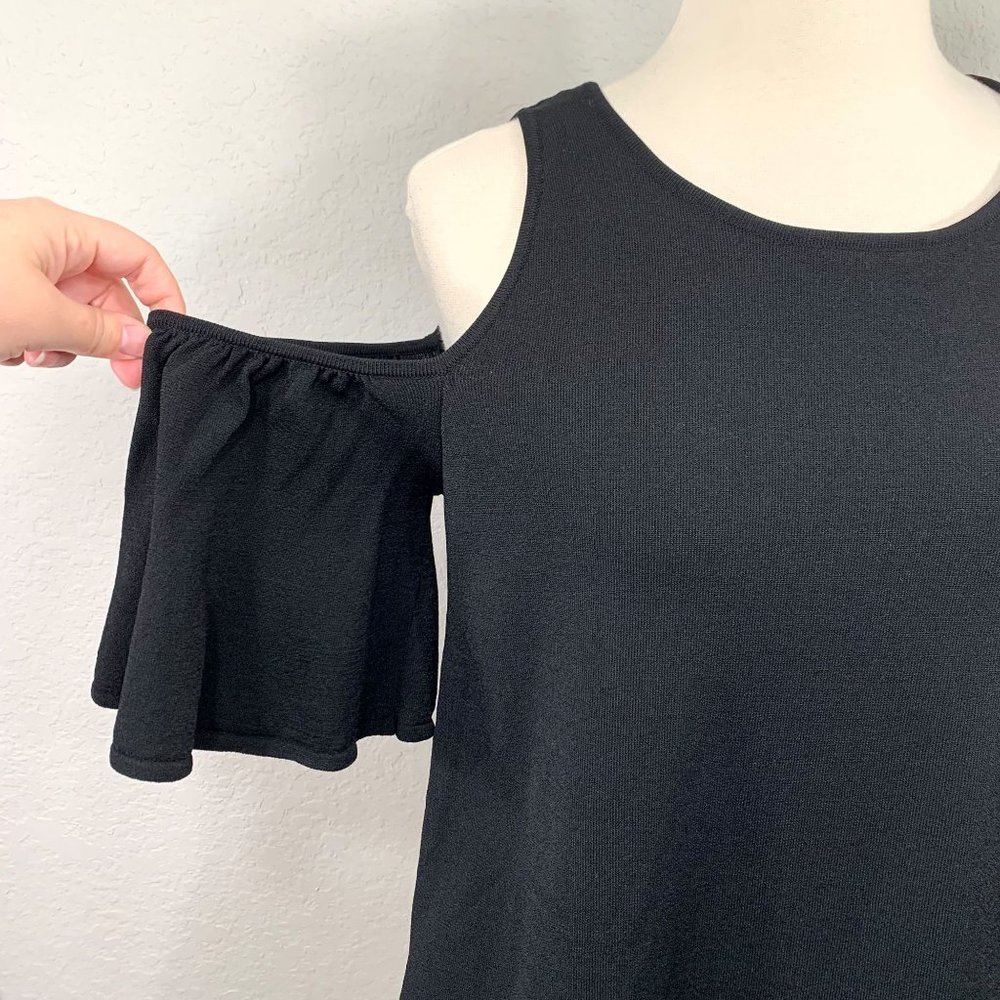 Milly Black Flutter Sleeve Tank Blouse - Picture 4 of 11